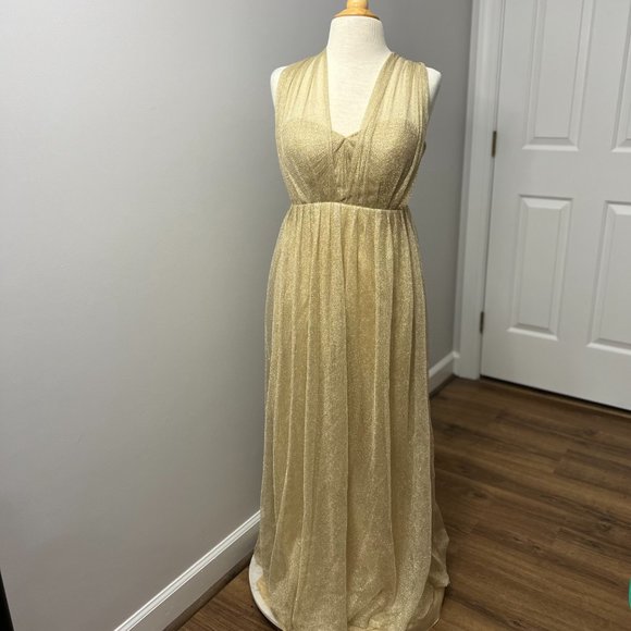 Jenny Yoo Anabelle Gold Tulle Convertible Gown Dress Sz 4 - Picture 2 of 16